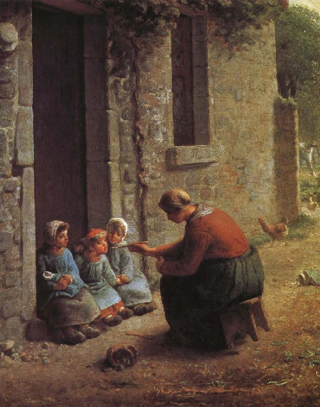Jean Francois Millet Woman feeding the children oil painting image
